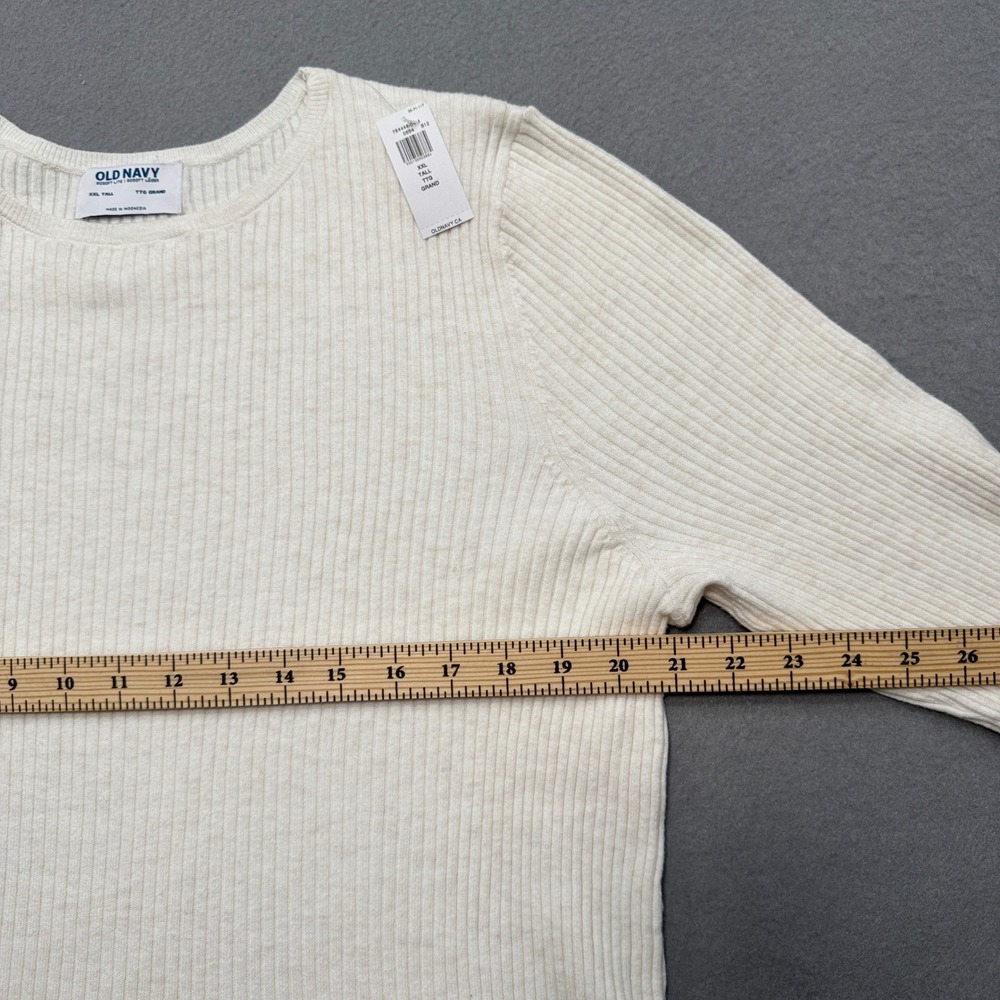NEW Old Navy Sweater Men's 2XL Tall White SoSoft Lite Ribbed‎ Knit Long Sleeve - Picture 4 of 7